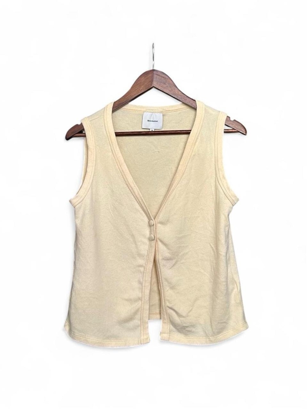 Reformation Butter Yellow V-Neck Button Front Sweater Vest Size Medium